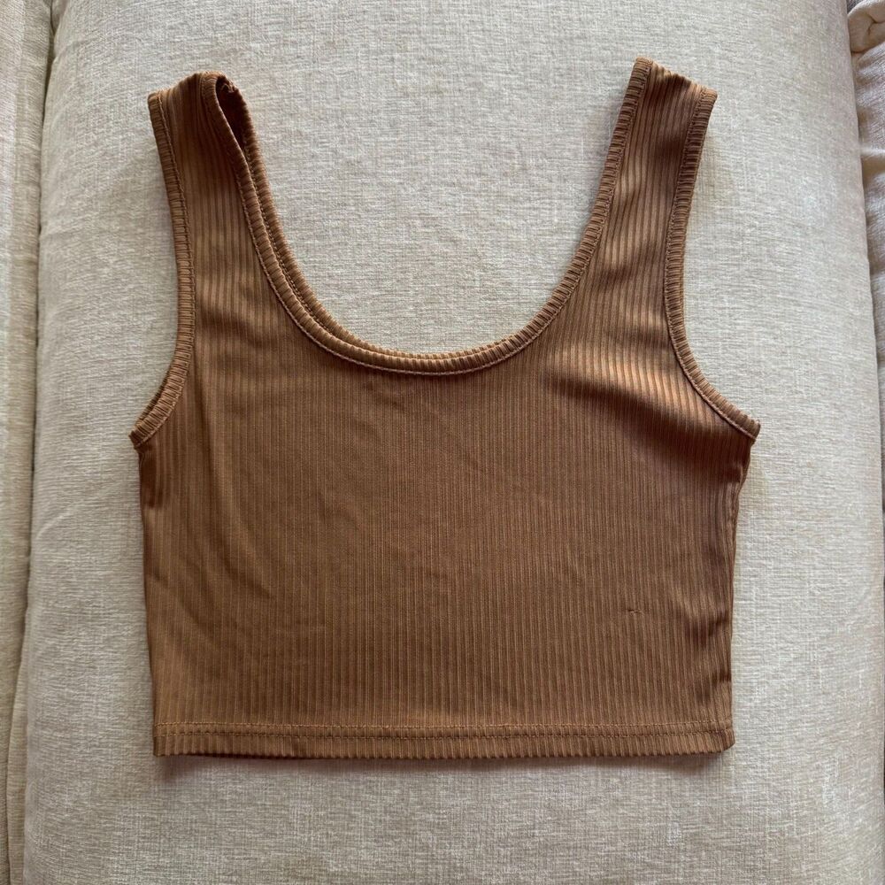 Tan Crop Tank Top Neutral Basics